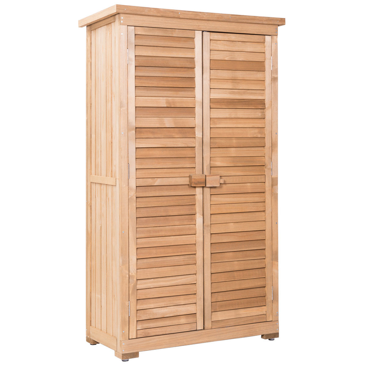 63 Inch Tall Wooden Garden Storage Shed in Shutter DesignÂ 