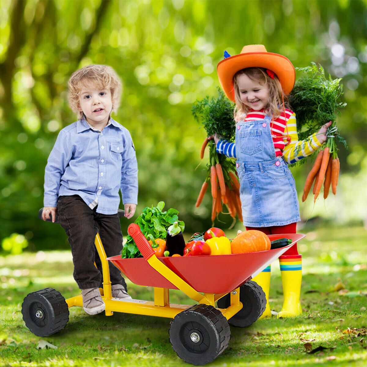 8 Inch Heavy Duty Kids Ride-on Sand Dumper with 4 Wheels-RedÂ 