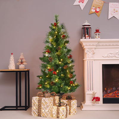 3'/4'/5' LED Christmas Entrance Tree w/ Red Berries Pine Cones-3'Â 