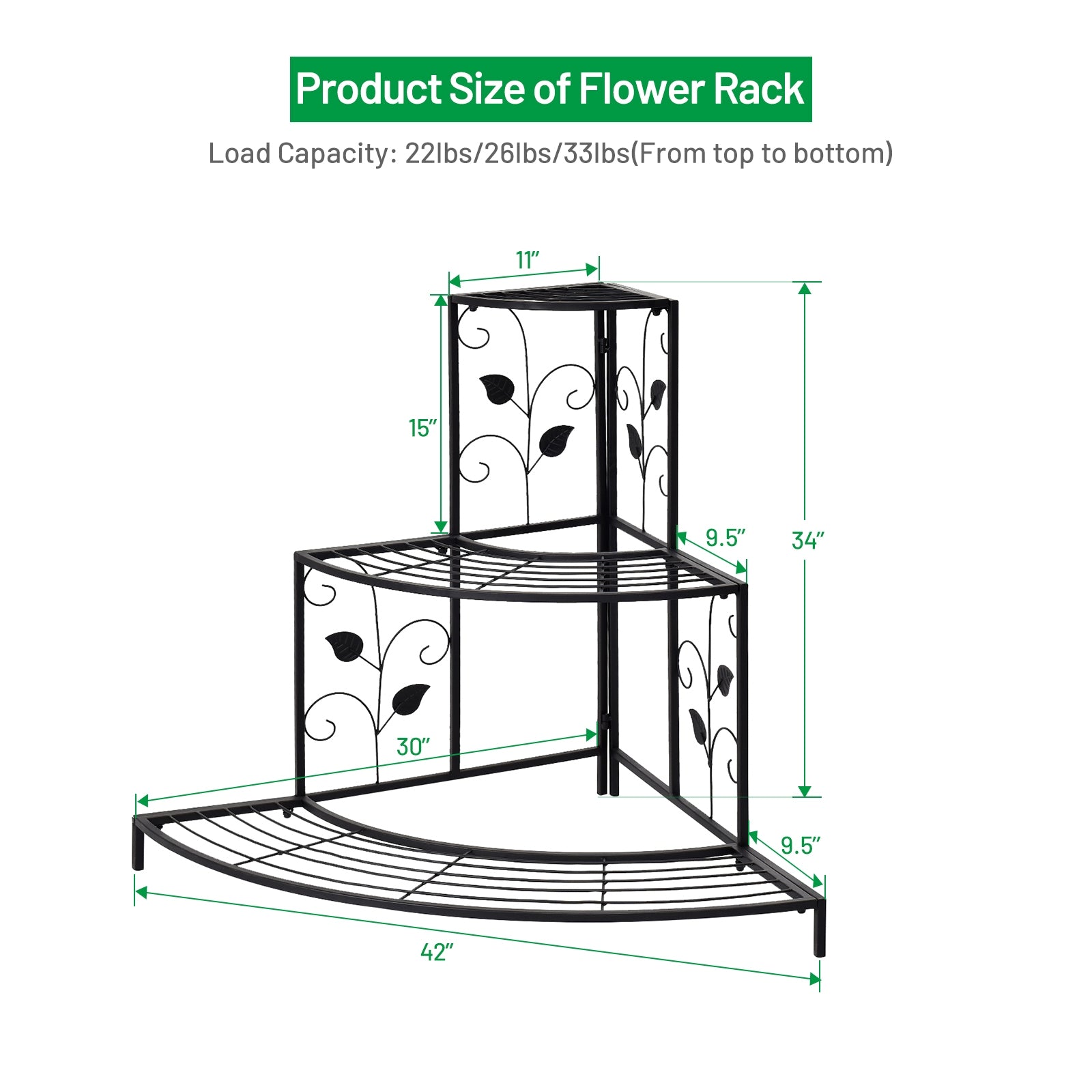 3 Tier Floral Corner Metal Plant Pot RackÂ 