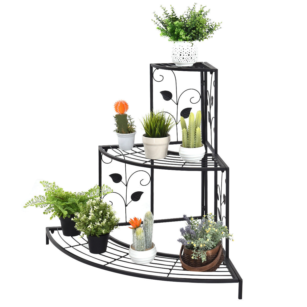 3 Tier Floral Corner Metal Plant Pot RackÂ 