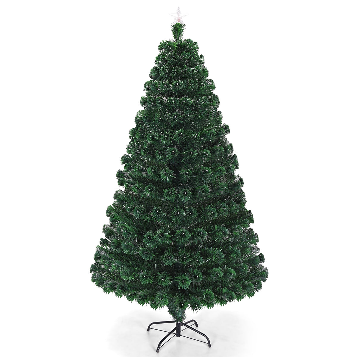 5/6/7 Feet Multicolor Artificial Christmas Tree with LED Light and Metal Stand-7 Feet