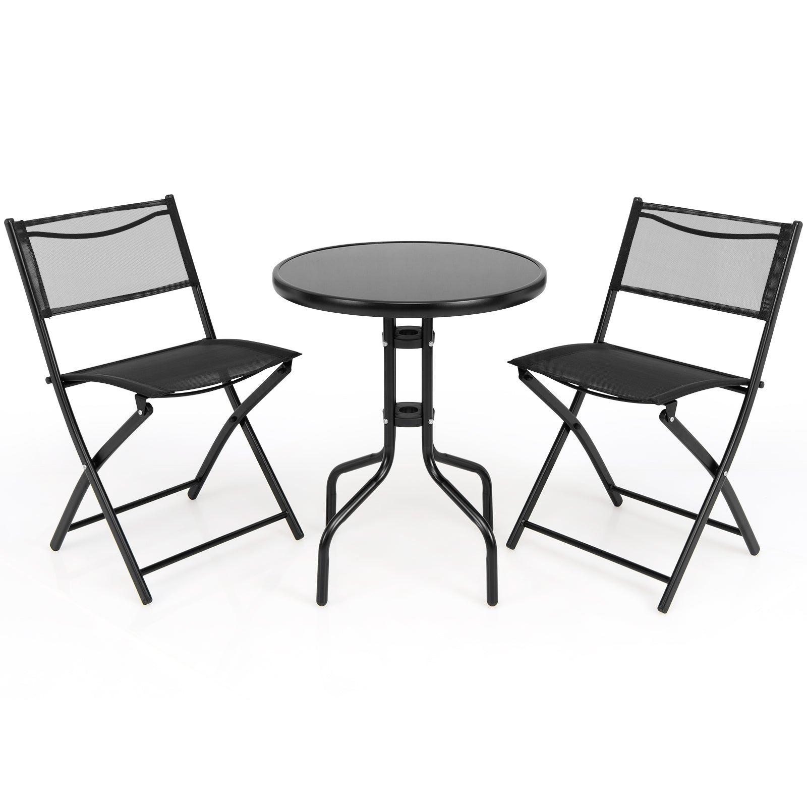 3 Pieces Folding Bistro Table Chairs Set for Indoor and Outdoor