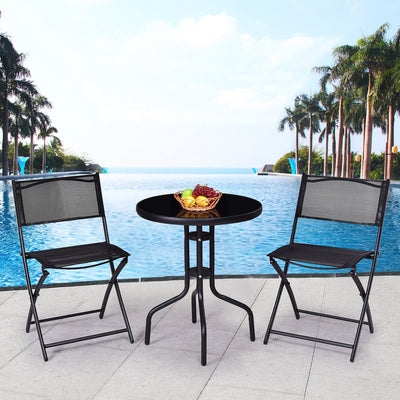 3 Pieces Folding Bistro Table Chairs Set for Indoor and OutdoorÂ 