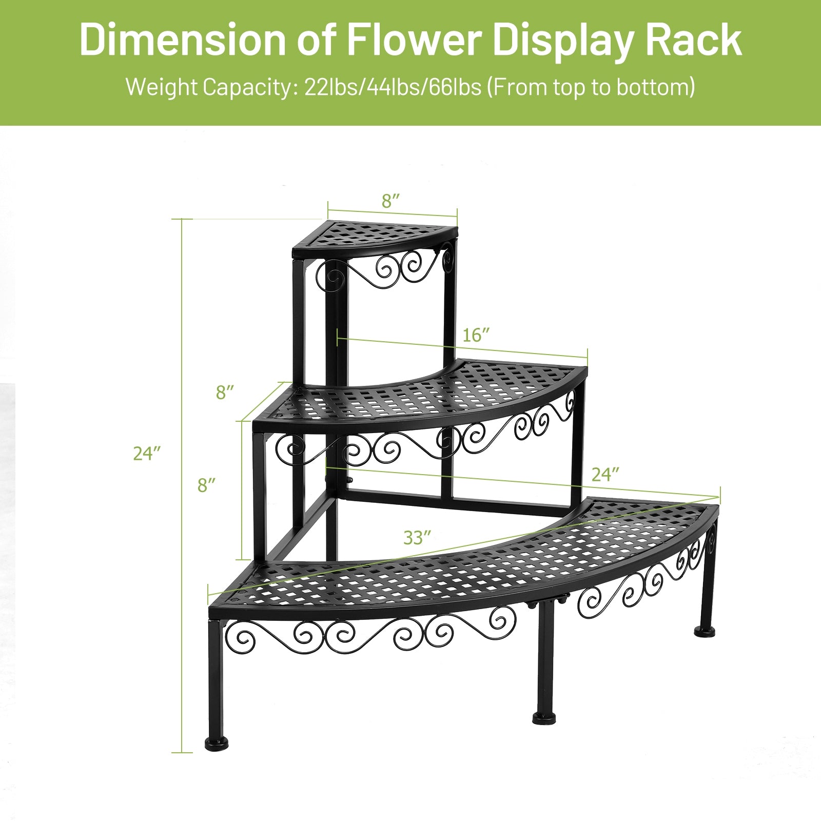 3-Tier Corner Metal Flower Ladder Plant StandÂ 