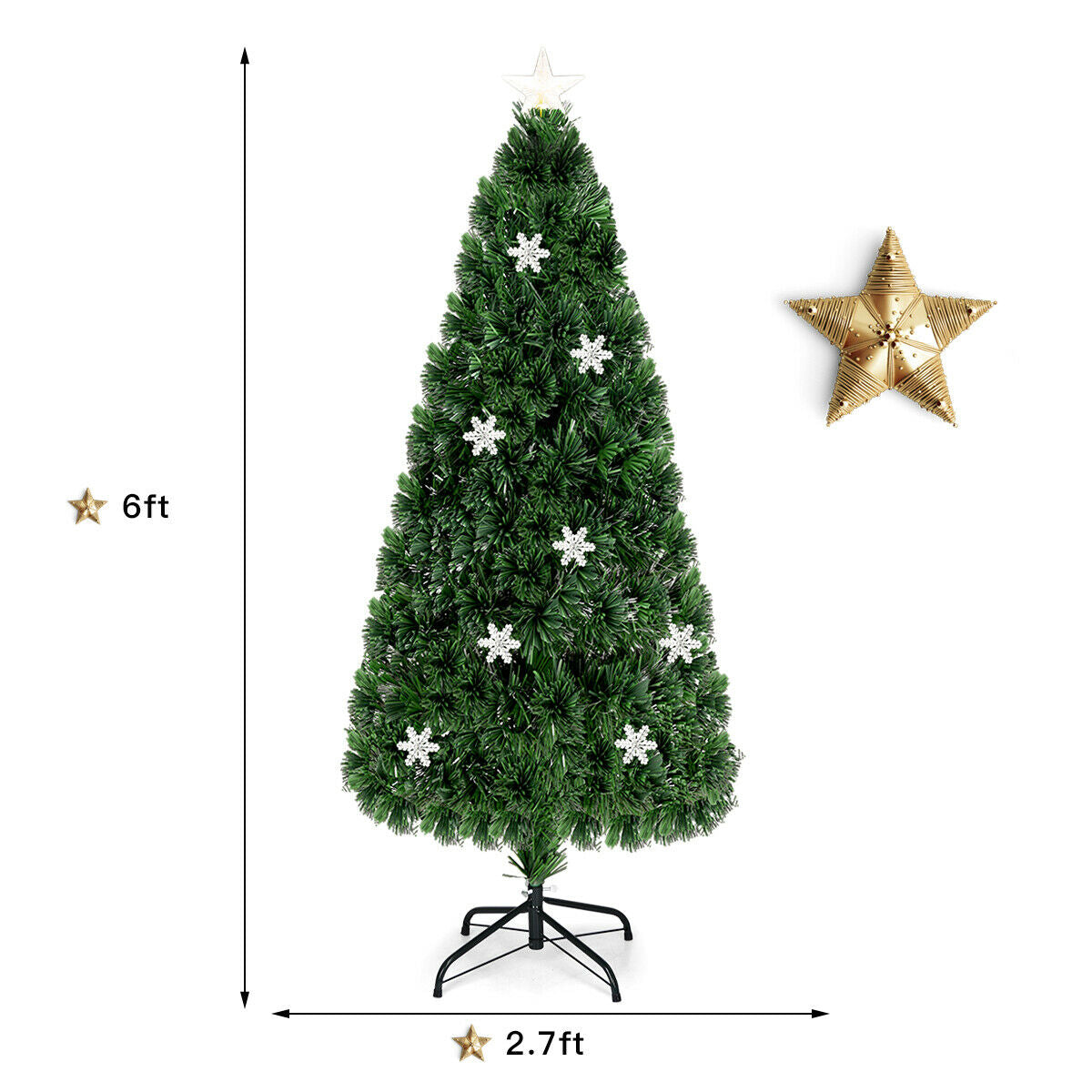 4 / 5 / 6 Feet LED Optic Artificial Christmas Tree with Snowflakes