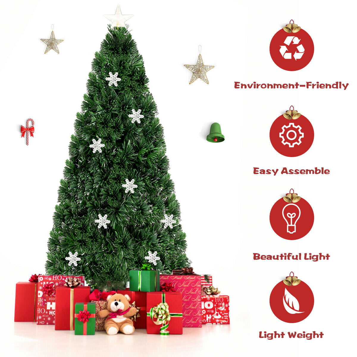 4 / 5 / 6 Feet LED Optic Artificial Christmas Tree with Snowflakes