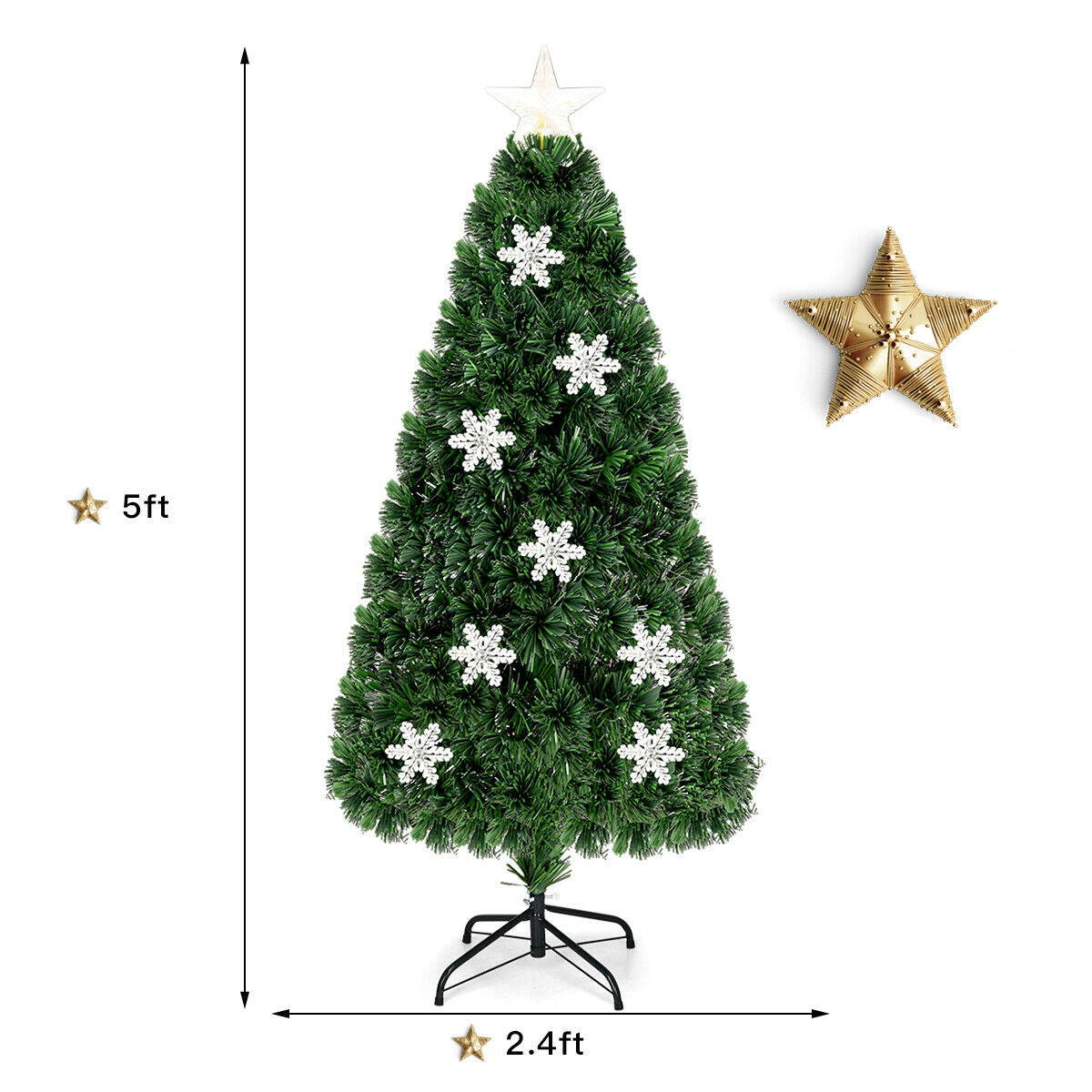 4 / 5 / 6 Feet LED Optic Artificial Christmas Tree with Snowflakes