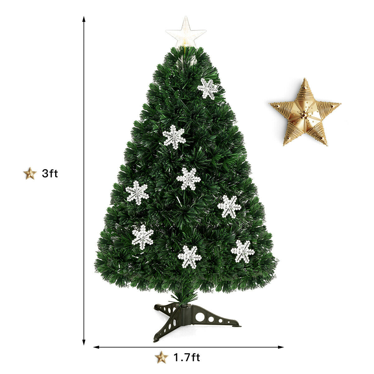 4 / 5 / 6 Feet LED Optic Artificial Christmas Tree with Snowflakes