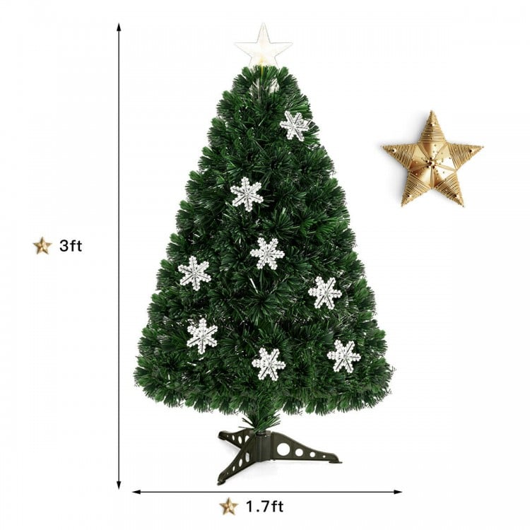 3 Feet LED Optic Artificial Christmas Tree with Snowflakes
