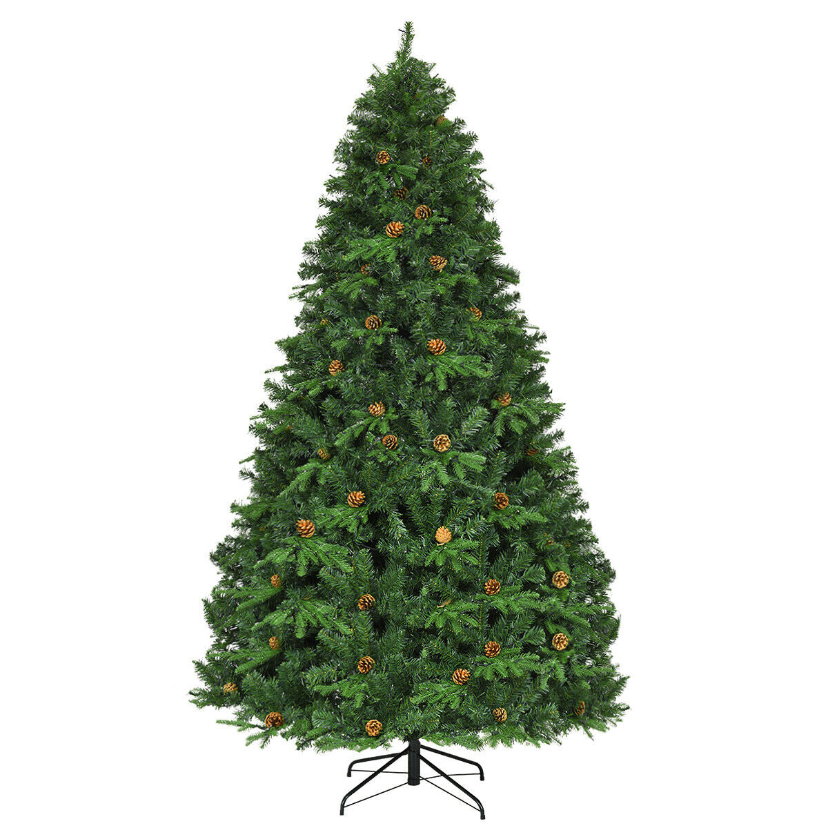 Flocked Artificial Christmas Tree with LED Lights and Pine Cones-8 ft