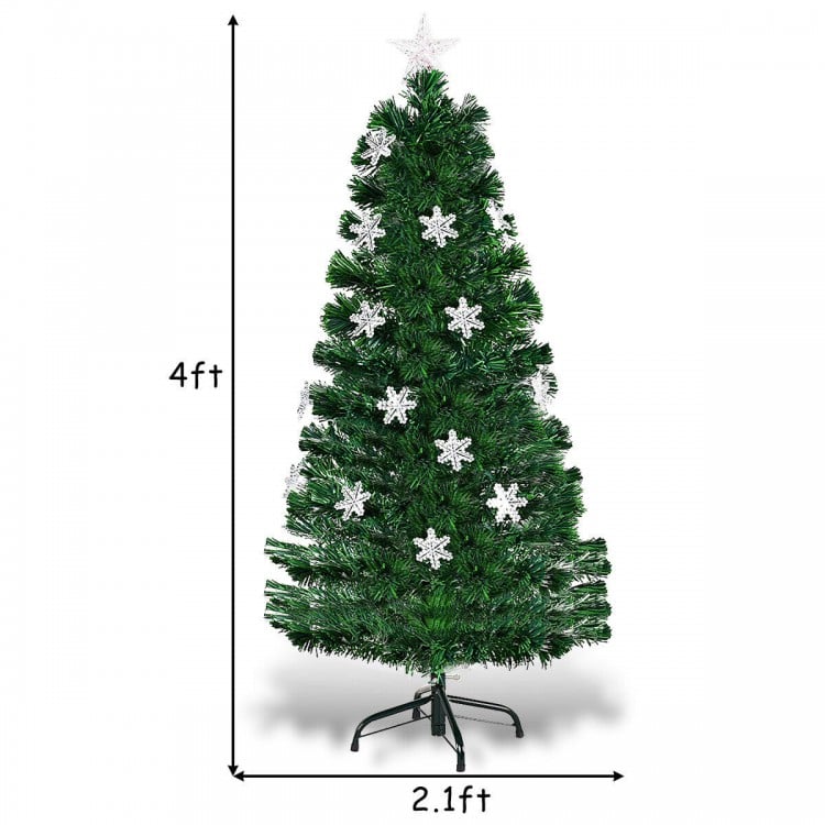 4 Feet LED Optic Artificial Christmas Tree with Snowflakes