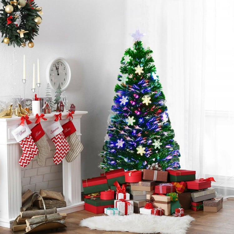 4 Feet LED Optic Artificial Christmas Tree with Snowflakes