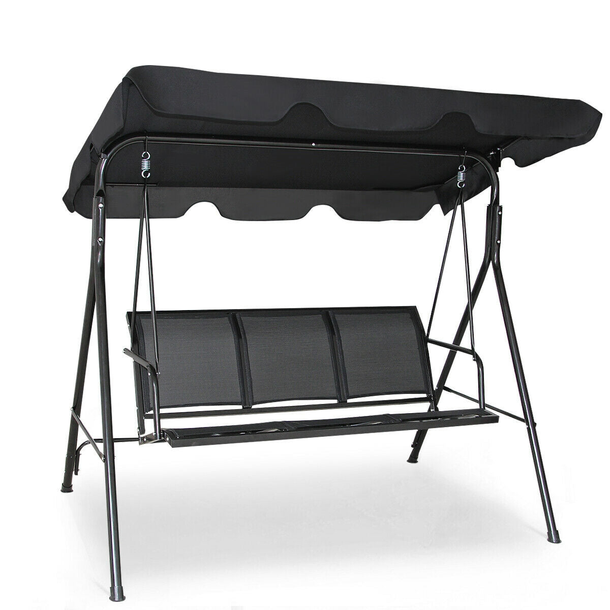 Outdoor Patio Swing Canopy 3 Person Canopy Swing Chair-BlackÂ 