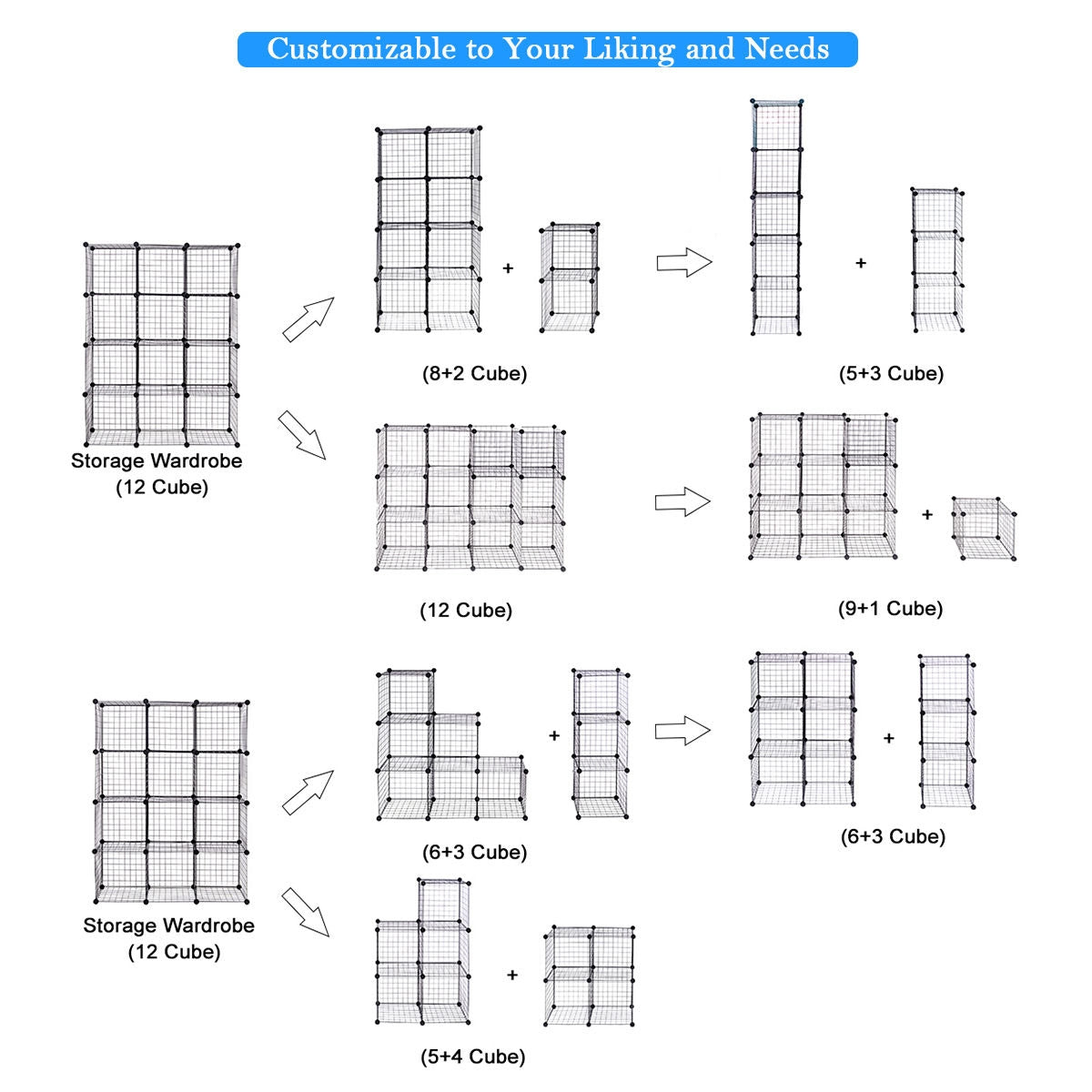 DIY 8 Cube Grid Wire Cube Shelves