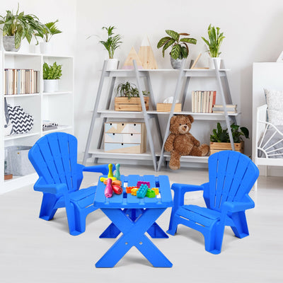3-Piece Plastic Children Table Chair Set-BlueÂ 
