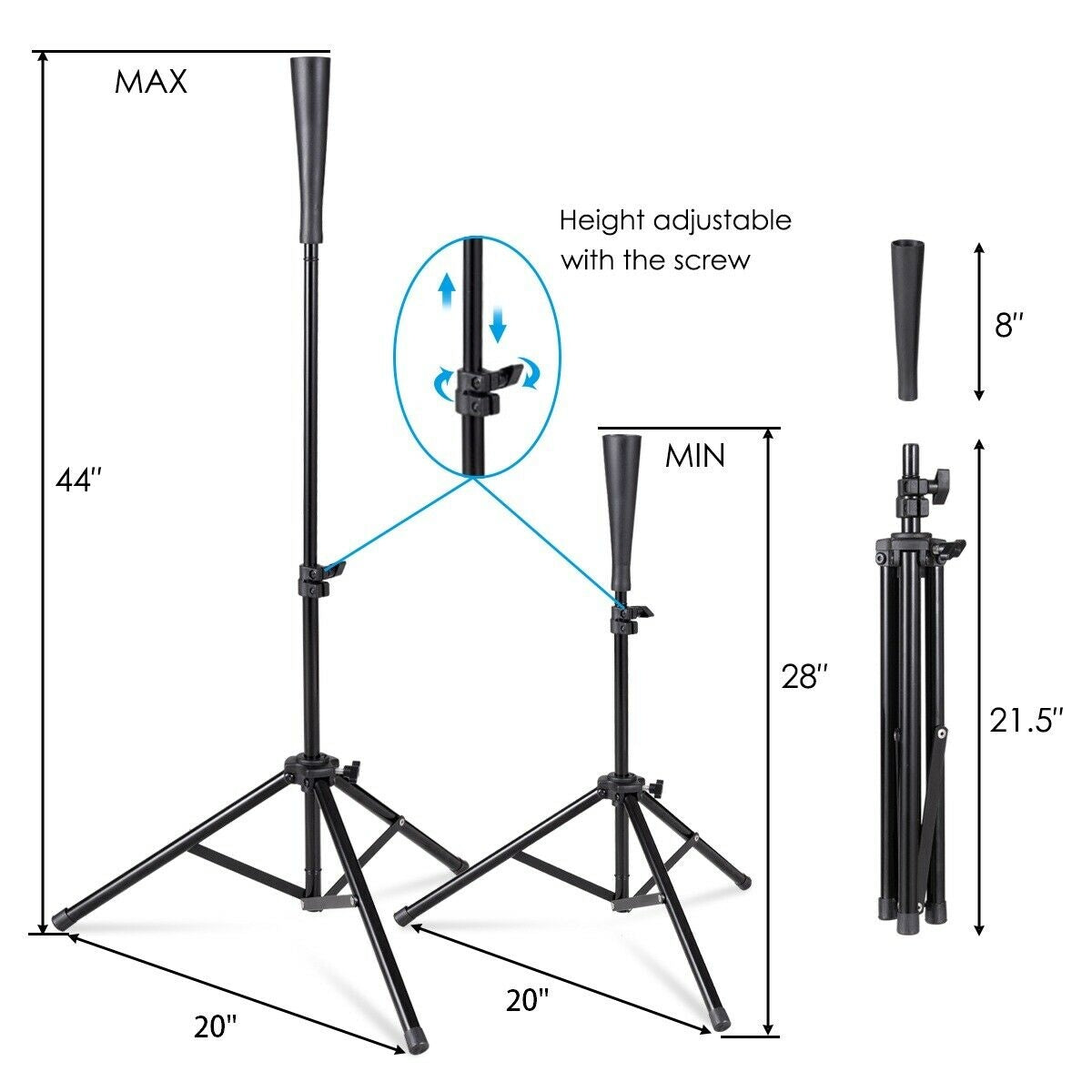 28 Inch - 44 Inch Adjustable Baseball Tripod