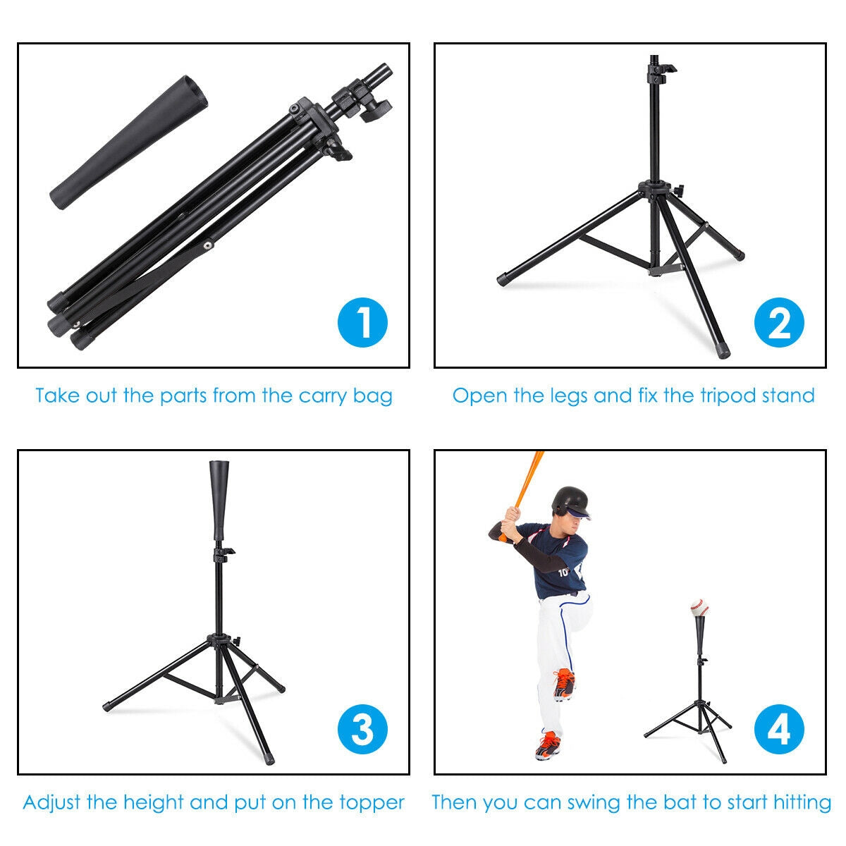 28 Inch - 44 Inch Adjustable Baseball Tripod