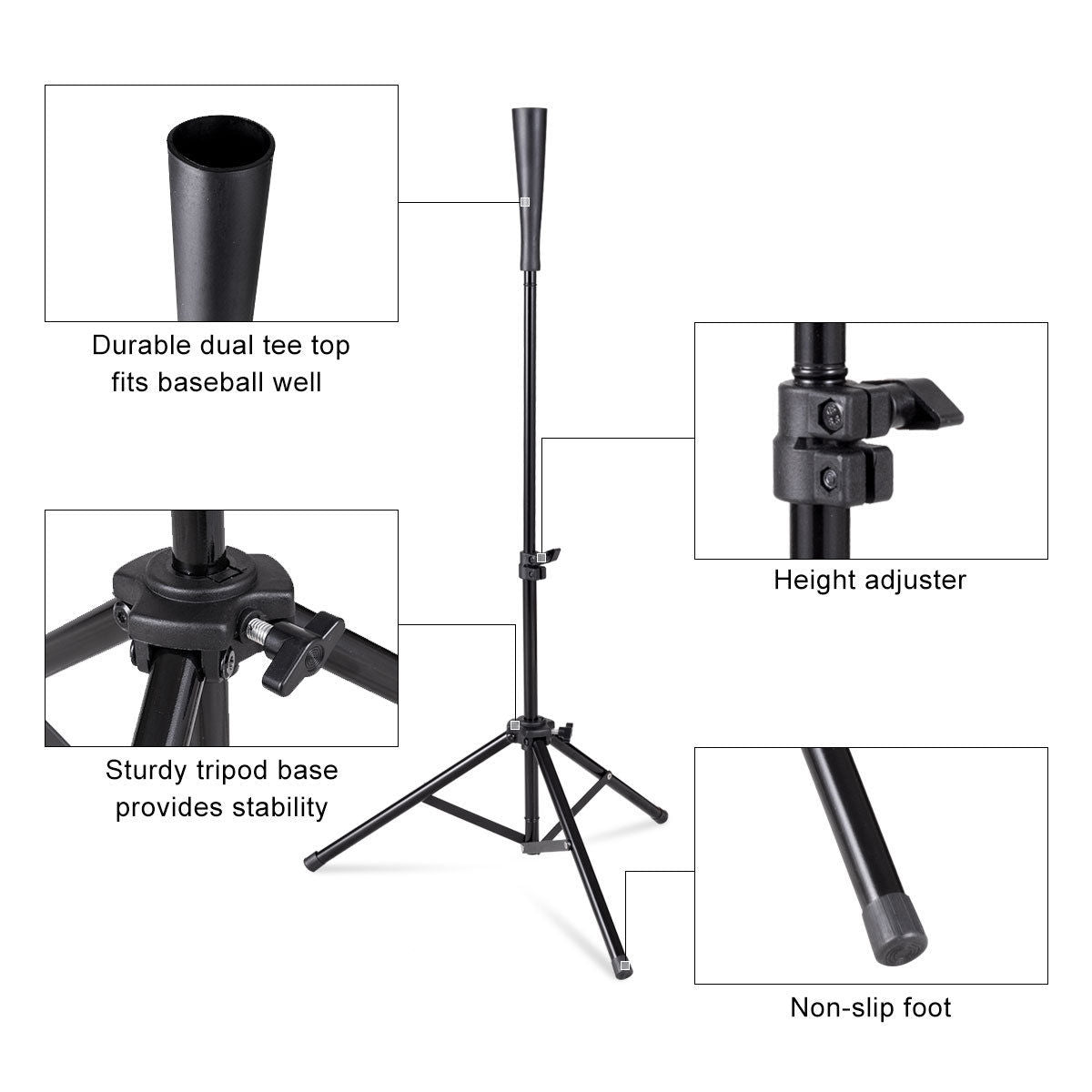 28 Inch - 44 Inch Adjustable Baseball Tripod