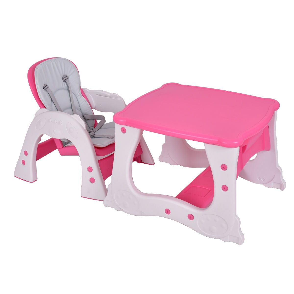 3 in 1 Convertible Play Table Seat Baby High Chair-PinkÂ 