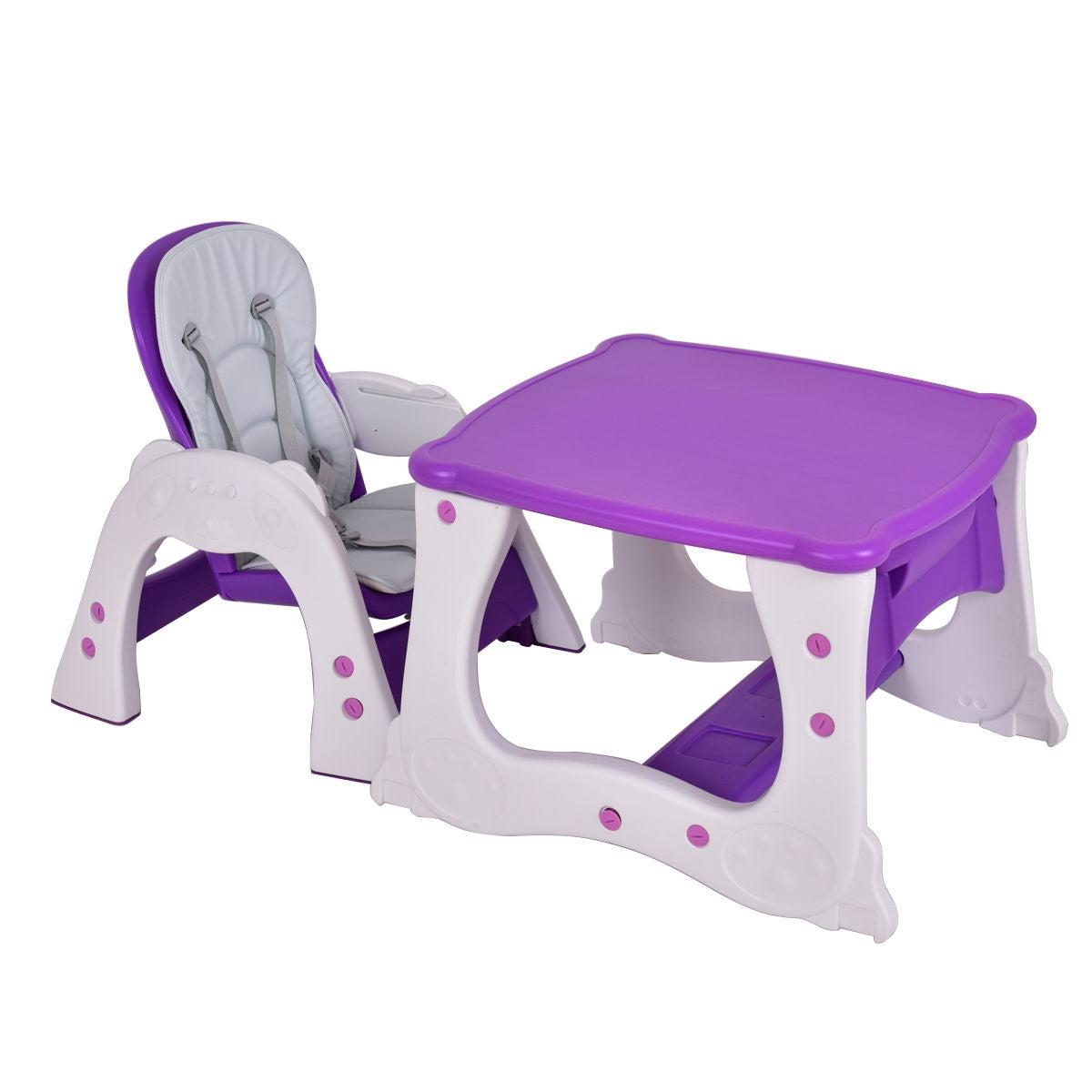 3 in 1 Convertible Play Table Seat Baby High Chair-PurpleÂ 