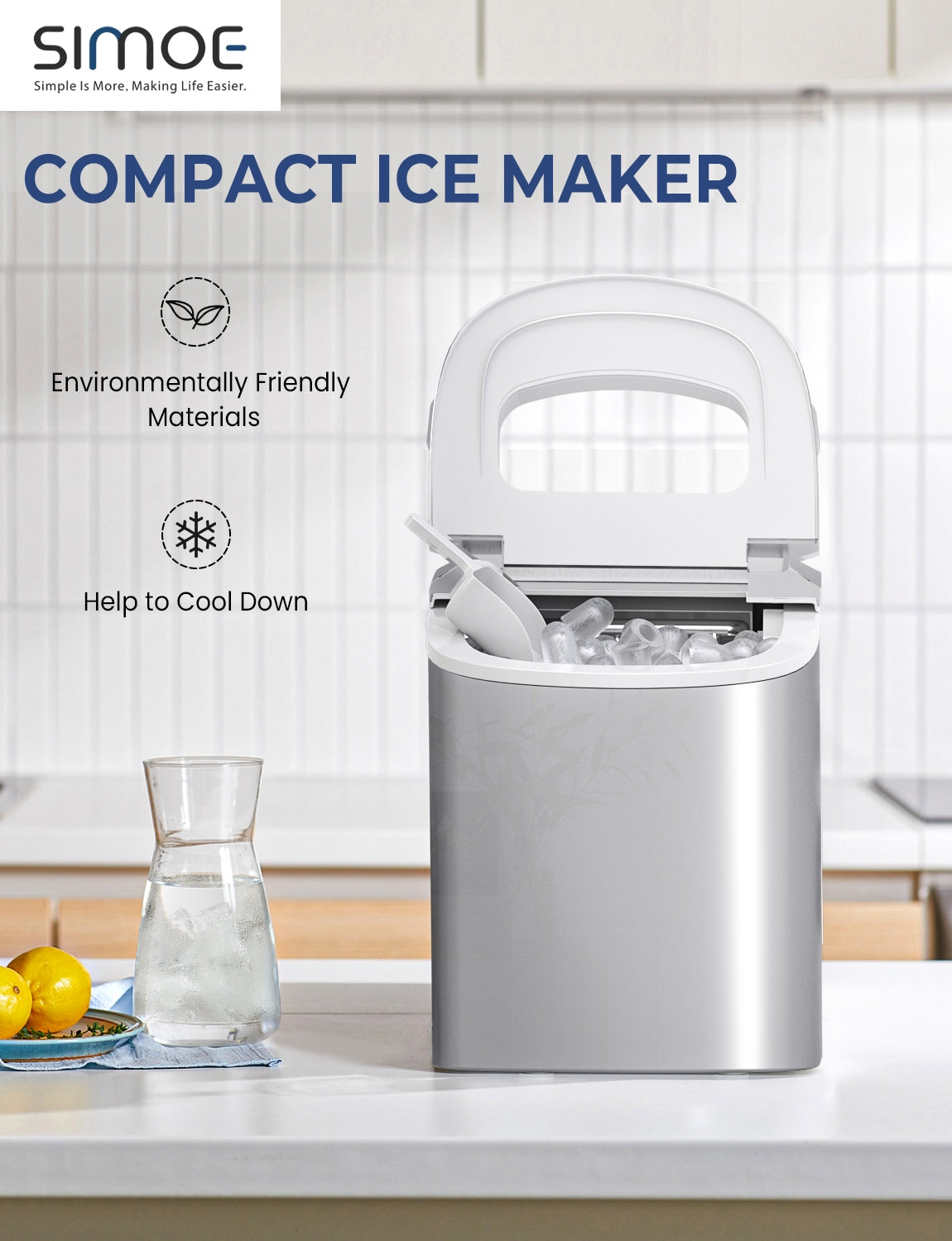 Mini Portable Compact Electric Ice Maker Machine-Silver