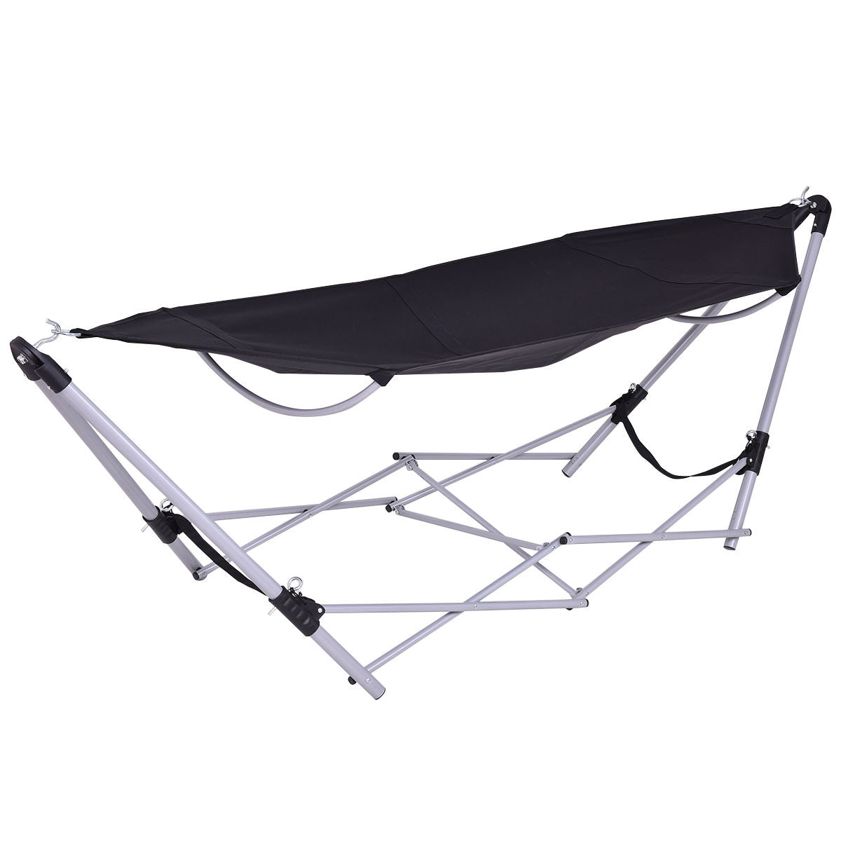 Portable Folding Steel Frame Hammock with Bag-Black