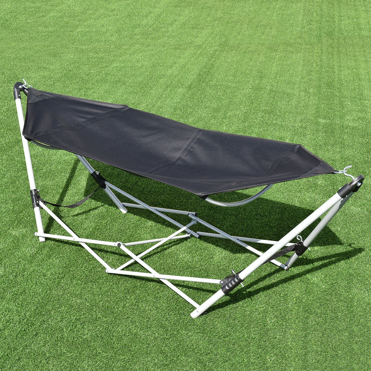 Portable Folding Steel Frame Hammock with Bag-BlackÂ 