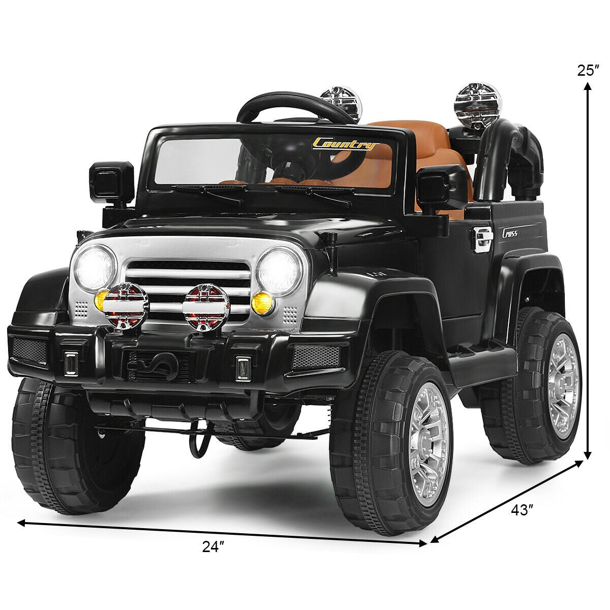 12 V Kids Ride on Truck with MP3 + LED Lights-BlackÂ 