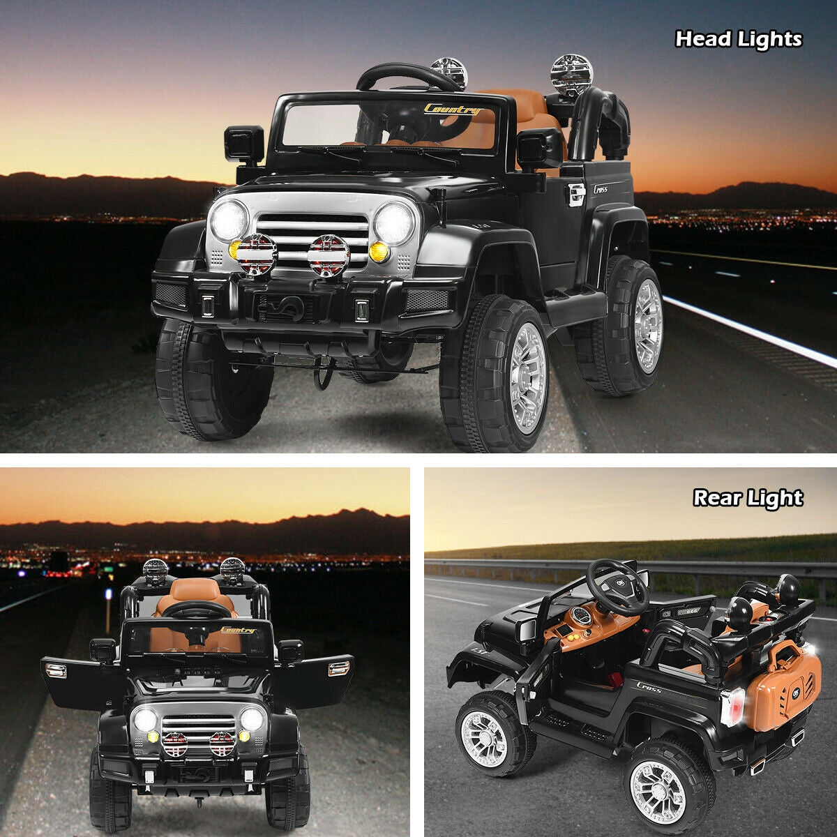 12 V Kids Ride on Truck with MP3 + LED Lights-BlackÂ 