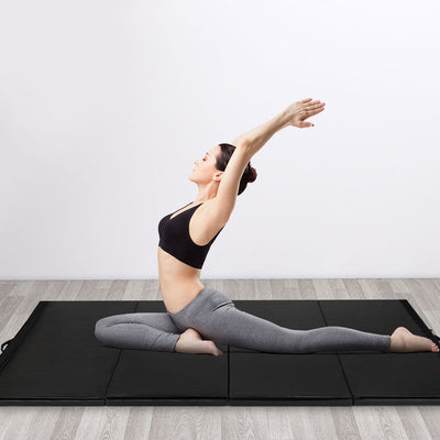 4 Feet x 10 Feet Thick Folding Panel Gymnastics Mat-BlackÂ 