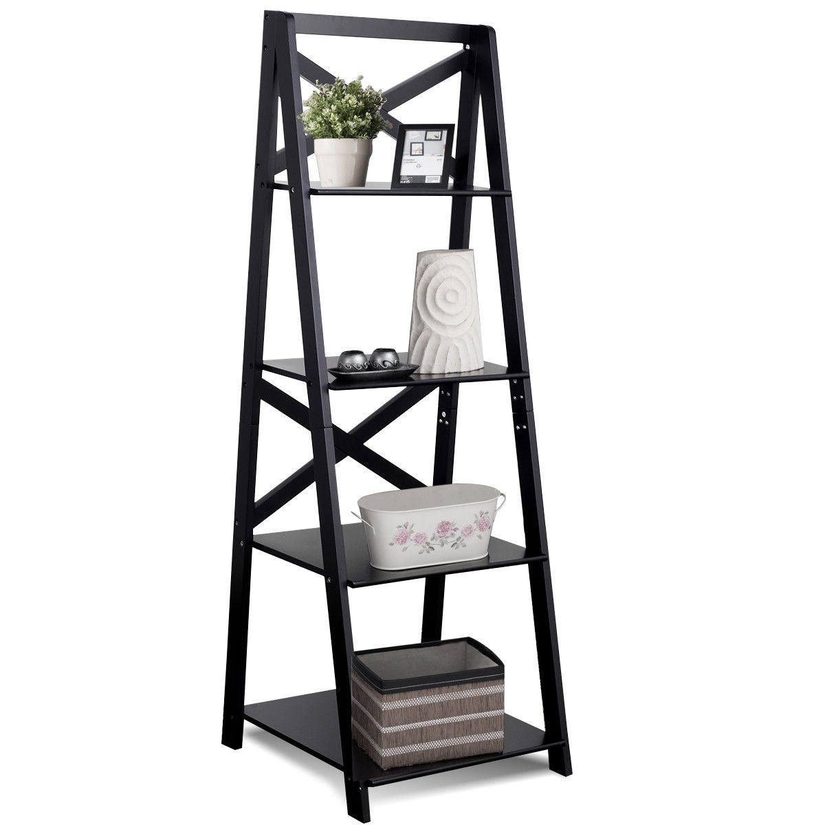 4-Tier Ladder Space-saving Bookshelf