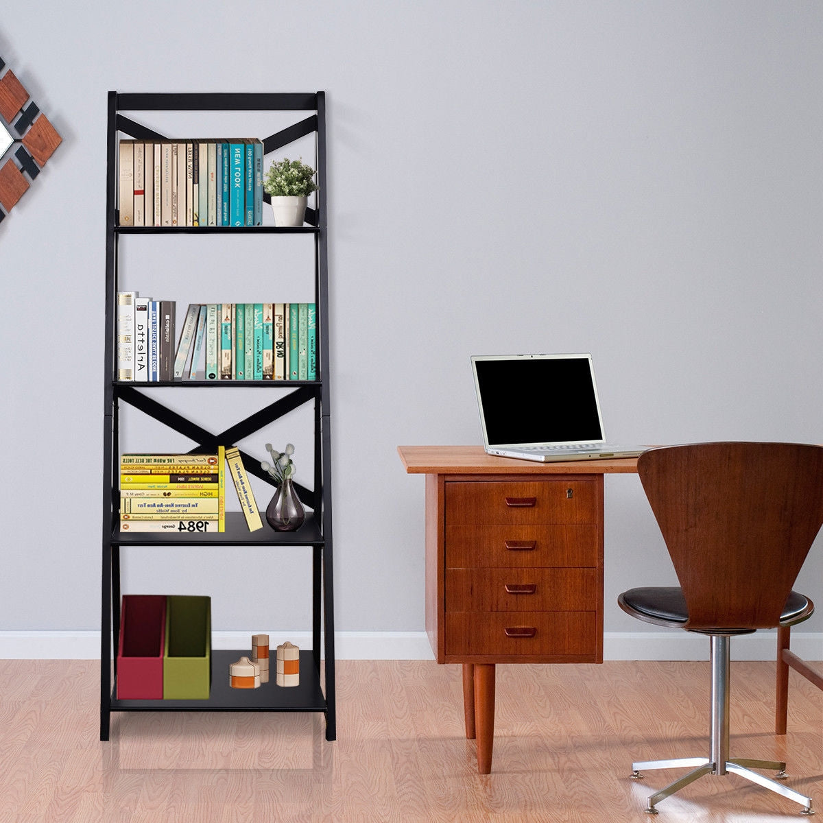 4-Tier Ladder Space-saving Bookshelf