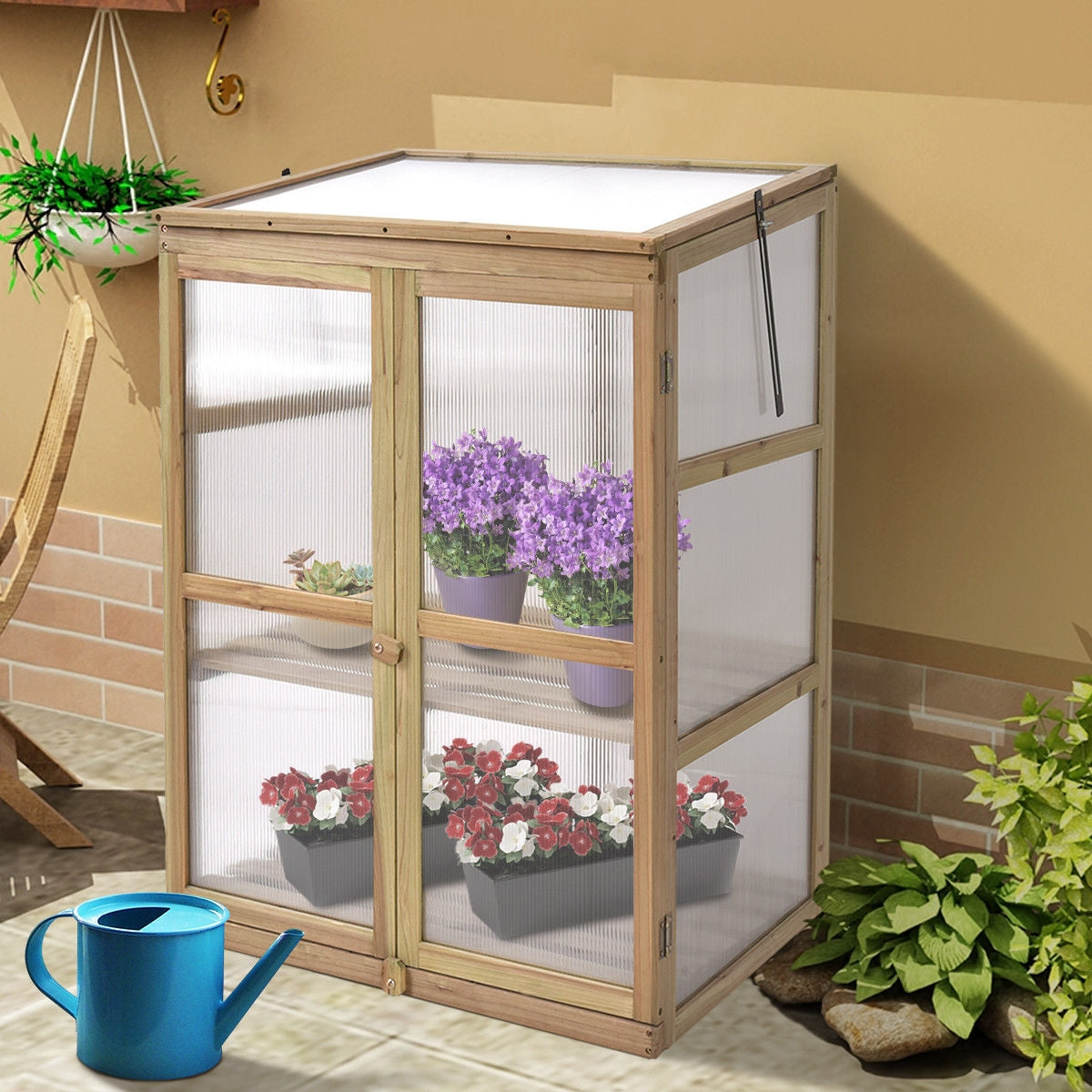 Garden Portable Wooden Raised Plants GreenhouseÂ 