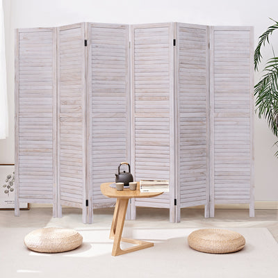 6 Panels Classic Venetian Wooden Slat Room ScreenÂ 