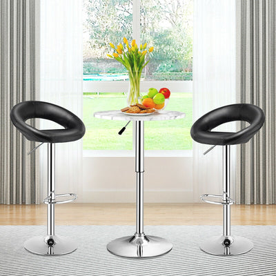 Set Of 2 Bar Stools Adjustable PU Leather Barstools Swivel Pub Chairs-BlackÂ 