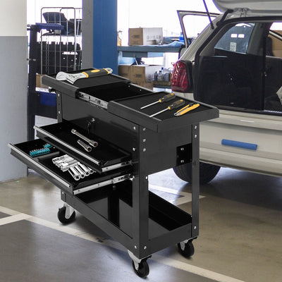 Rolling Mechanics Tool Cart Slide Top Utility Storage Cabinet Organizer 2 DrawersÂ 