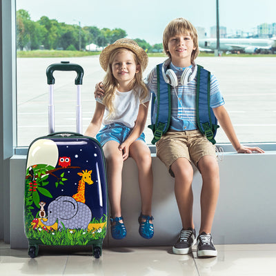 2 Pieces 12 Inch and 16 Inch Kids Carry on Suitcase Rolling Backpack School Luggage SetÂ 