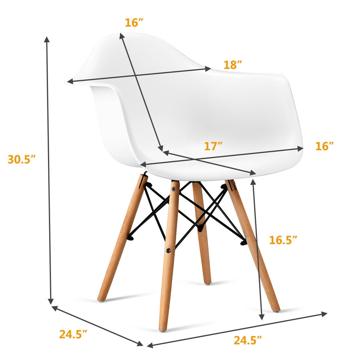 Set of 2 Mid-Century Modern Molded Dining Arm Side ChairsÂ 