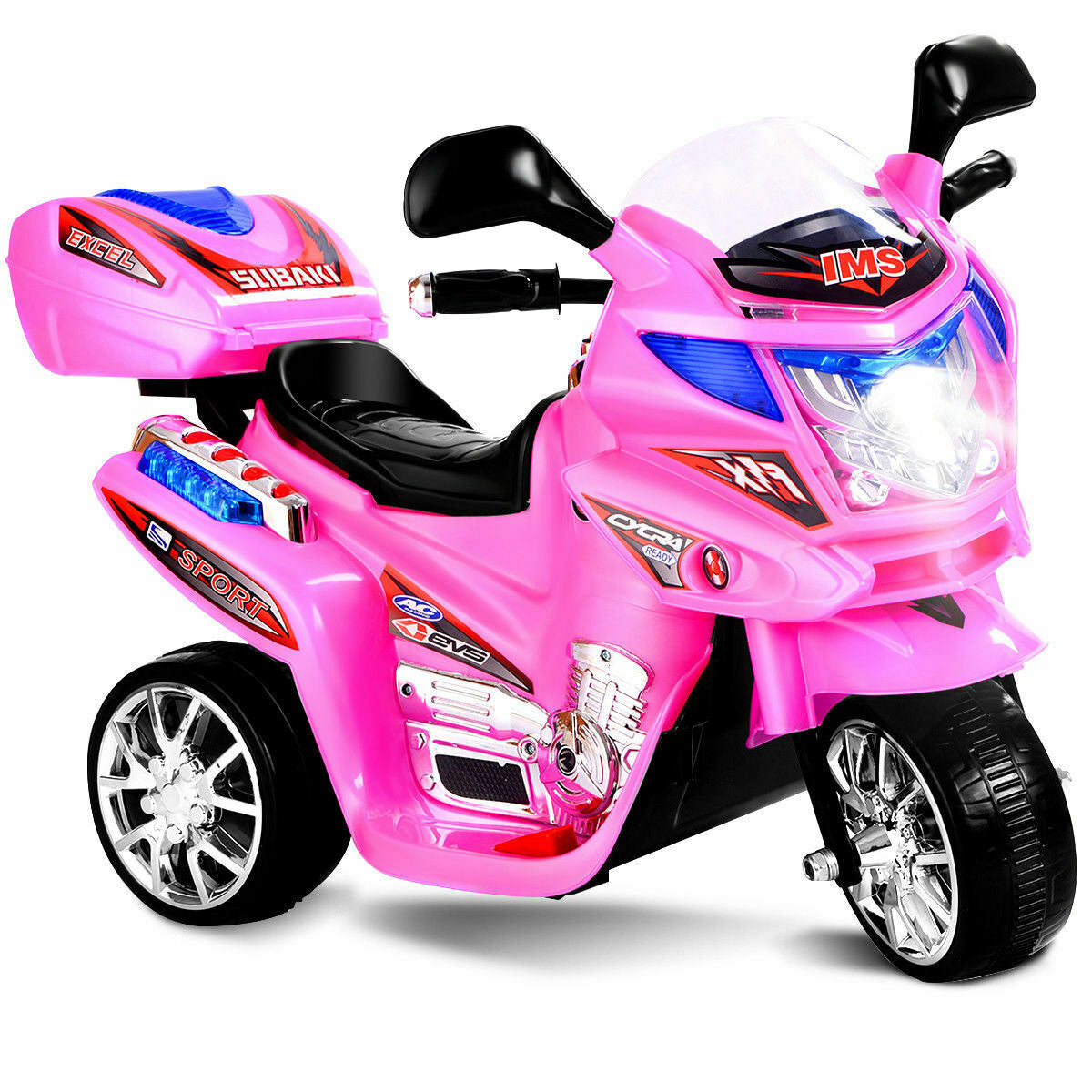 6V Powered 3 Wheels Kids Electric Ride-on Toy Motorcycle-PinkÂ 