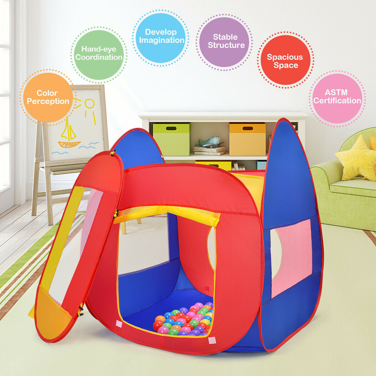 Portable Kid Play House Toy Tent with 100 BallsÂ 