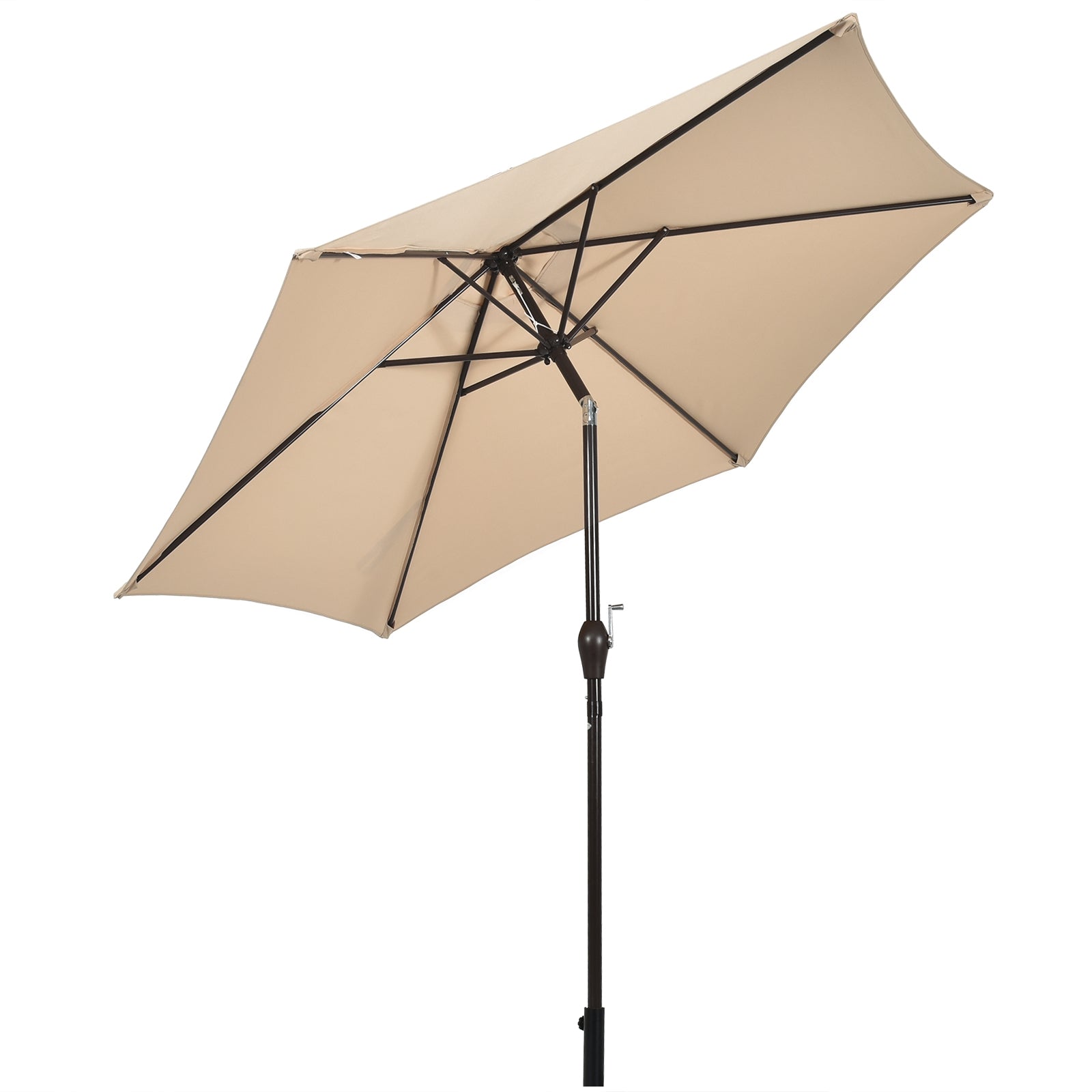 10FT Patio Umbrella 6 Ribs Market Steel Tilt W/ Crank Outdoor Garden without Weight Base-beigeÂ 