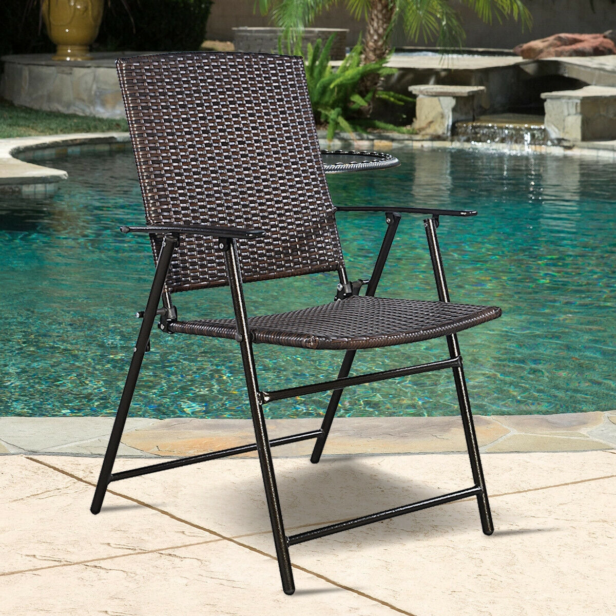 Set of 4 Rattan Folding Chairs