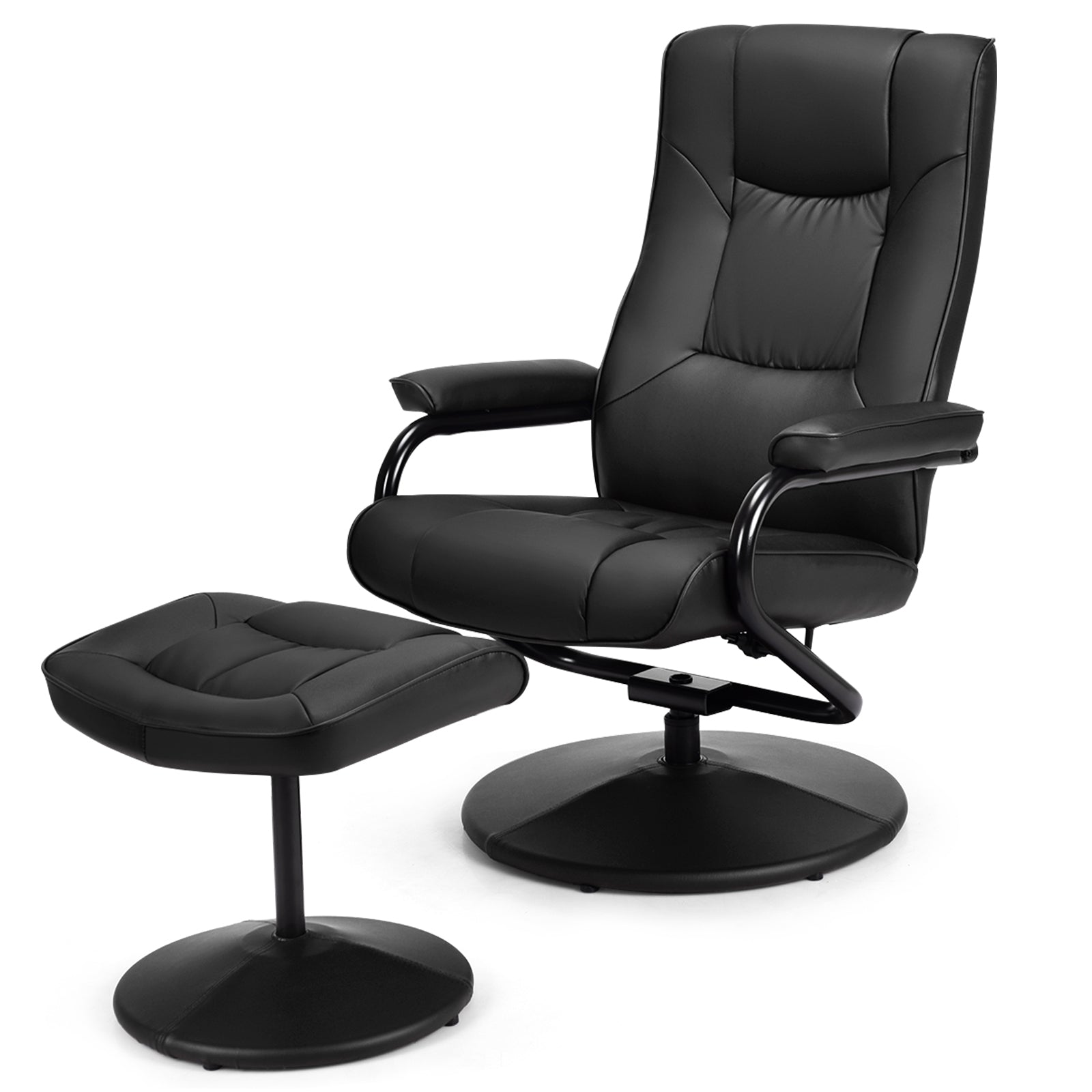 Swivel Lounge Chair Recliner with Ottoman-Black