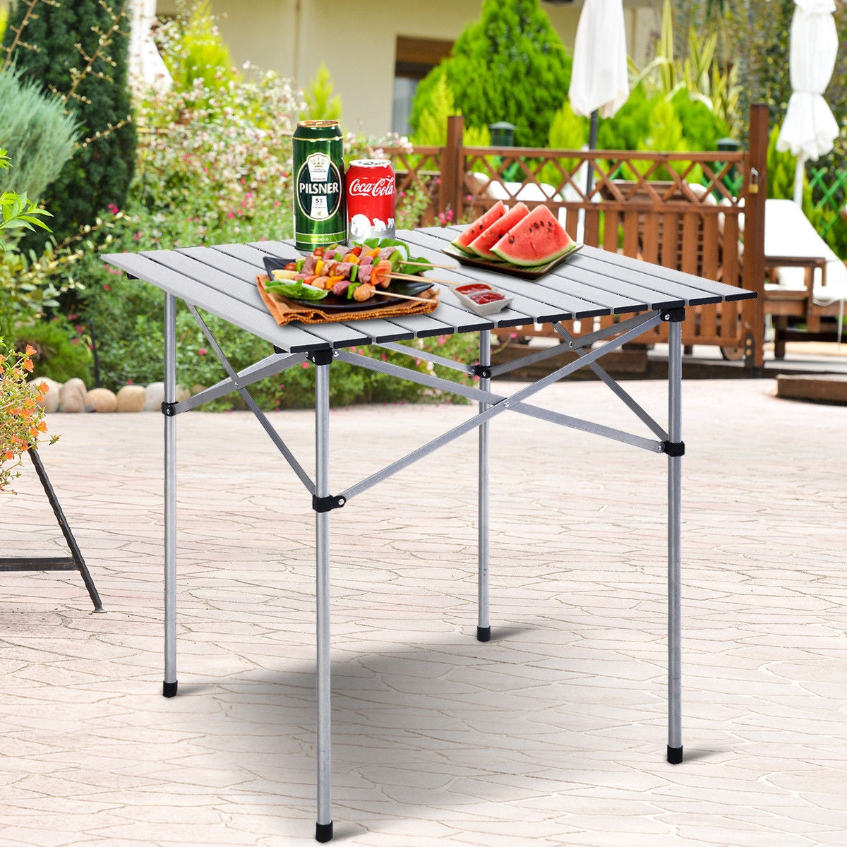 Roll Up Portable folding Camping Aluminum Picnic Table