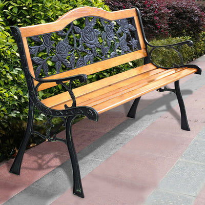 Outdoor Cast Iron Patio Bench RoseÂ 