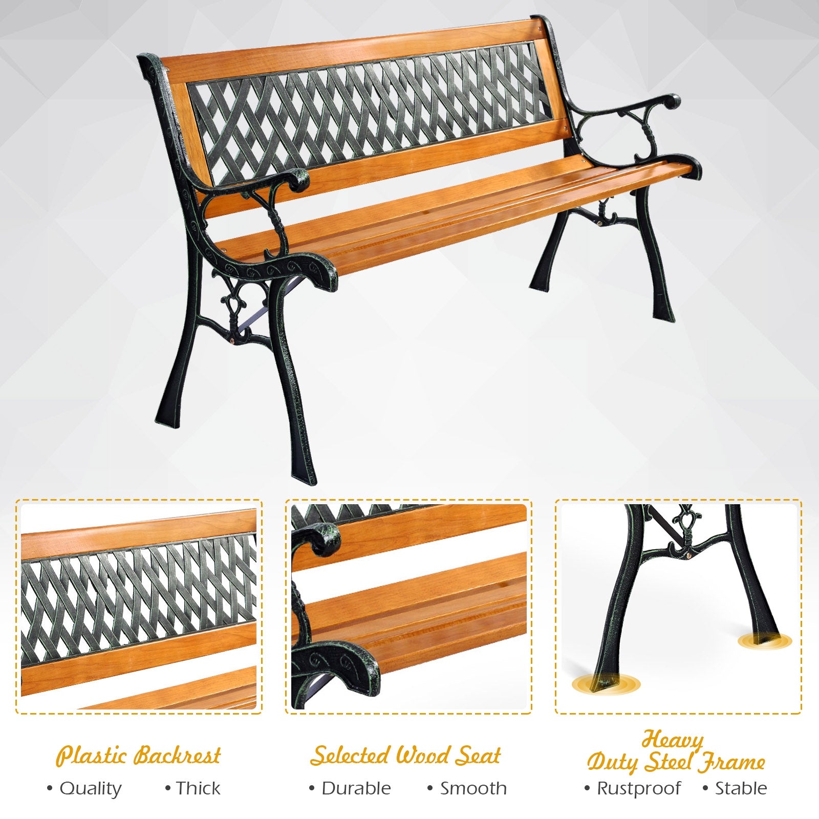 Outdoor Cast Iron Patio BenchÂ 