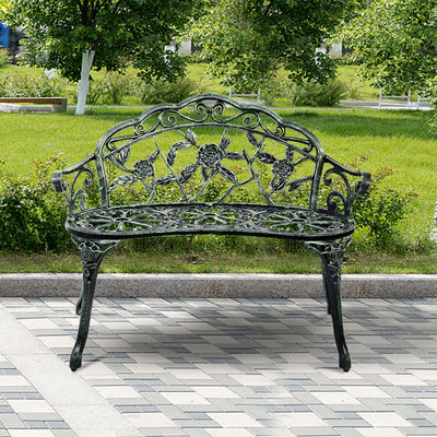 Outdoor Cast Aluminum Patio Bench Antique RoseÂ 