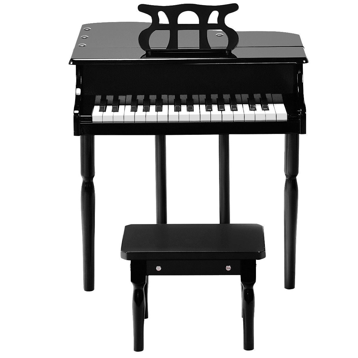 Musical Instrument Toy 30-Key Children Mini Grand Piano with Bench-Black