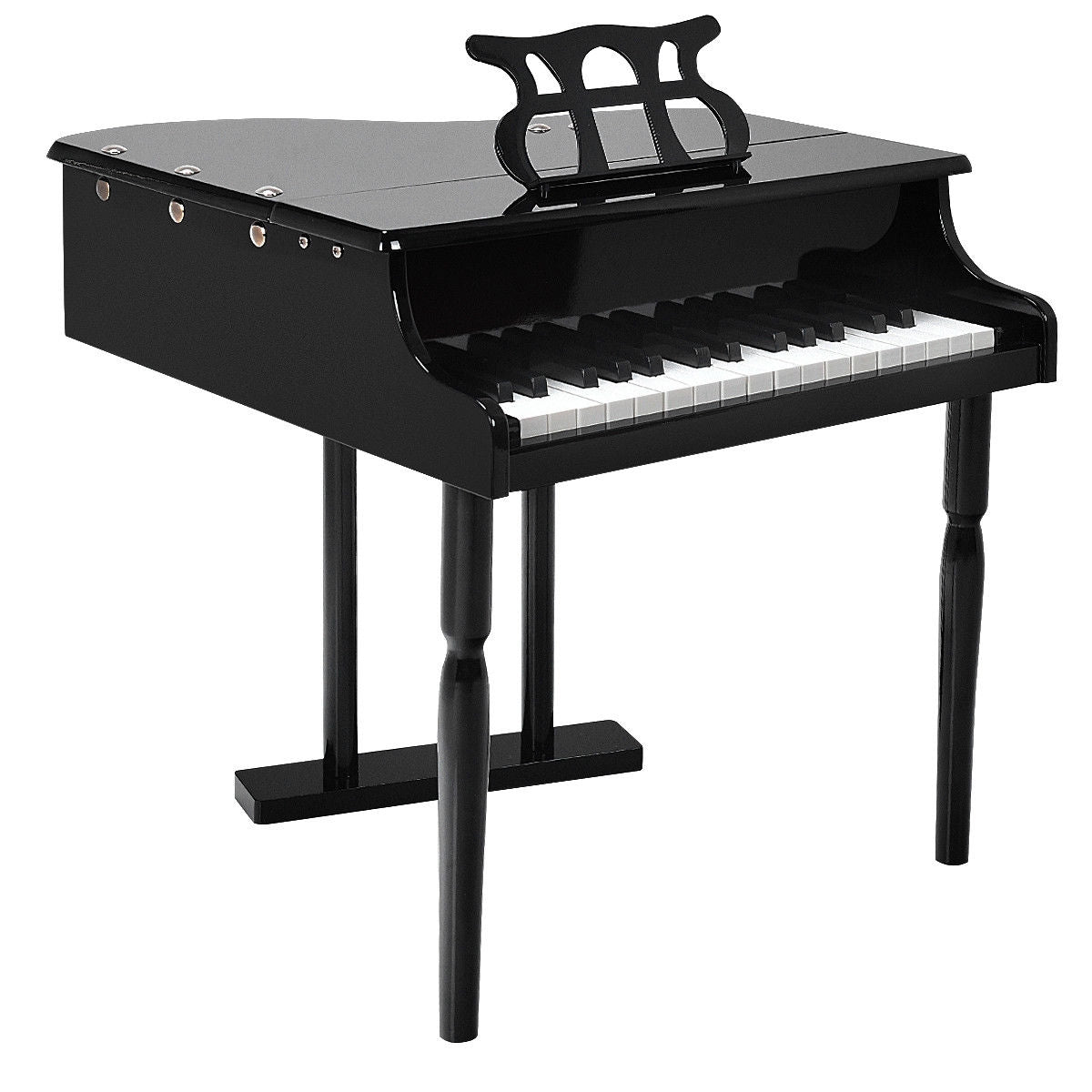 Musical Instrument Toy 30-Key Children Mini Grand Piano with Bench-Black